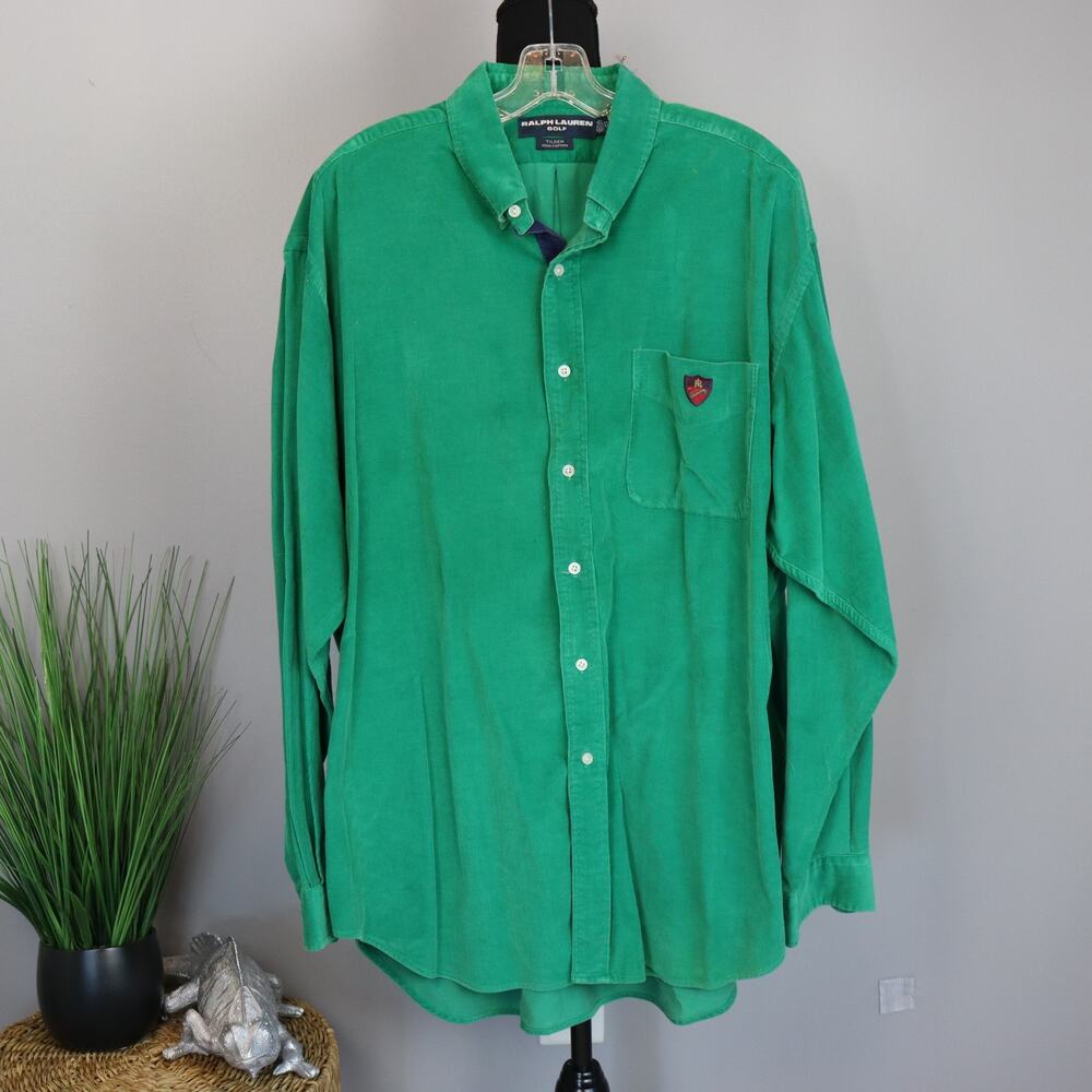Vintage‎ Ralph Lauren Corduroy "Tilden" Golf button down Size XL